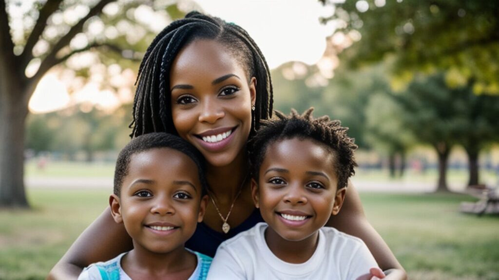 An AI created image of a black family at the park for the "How to Know if You're Ready to Have Kids" post.